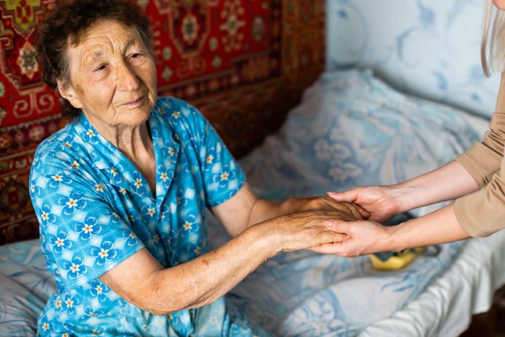 Licensed caregiver providing 24-hour home care in La Mesa, CA, assisting a senior with daily support and companionship.